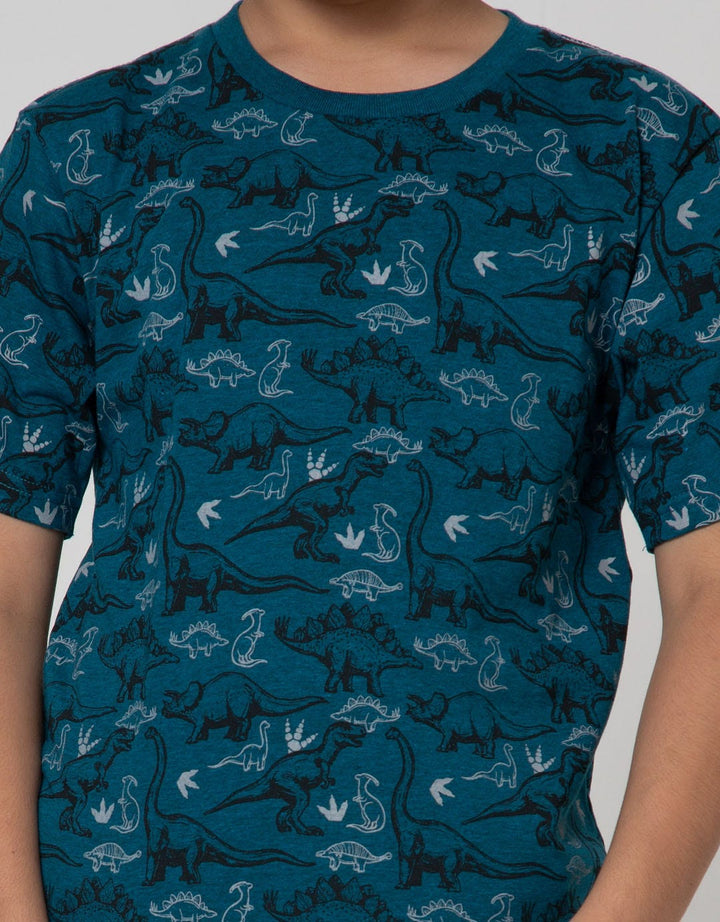 Aero Short Sleeve T-Shirt Print Teal Dino