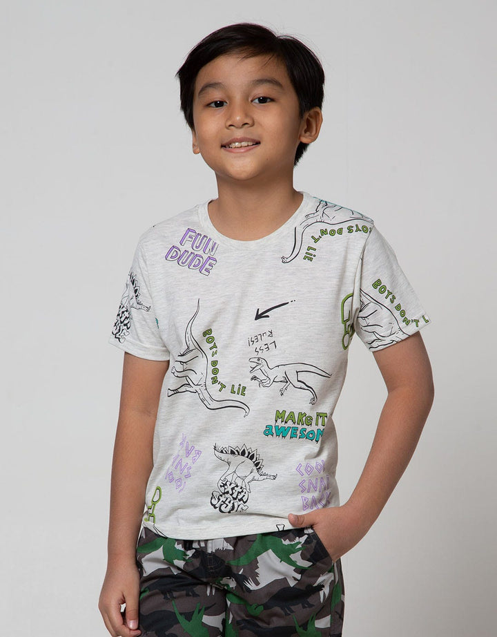 Little M Short Sleeve T-Shirt Dino Graffiti
