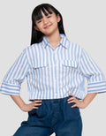 Nevada Lengan 7/8 Salur Kantong Kemeja Anak Perempuan