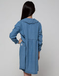 Aero Long Sleeve Denim Ruffle Dress