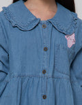 Aero Long Sleeve Denim Ruffle Dress