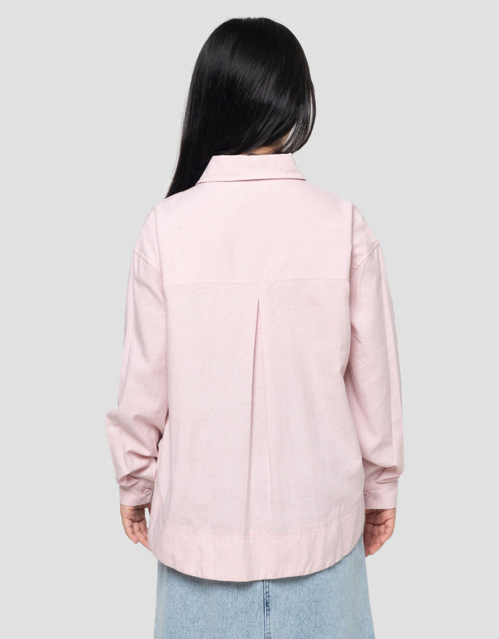 Nevada Salur Kantong Bordir Pita Kemeja Anak Perempuan