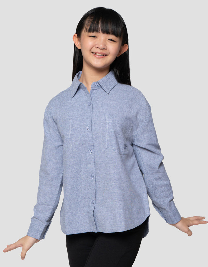 Nevada Salur Kantong Bordir Pita Kemeja Anak Perempuan