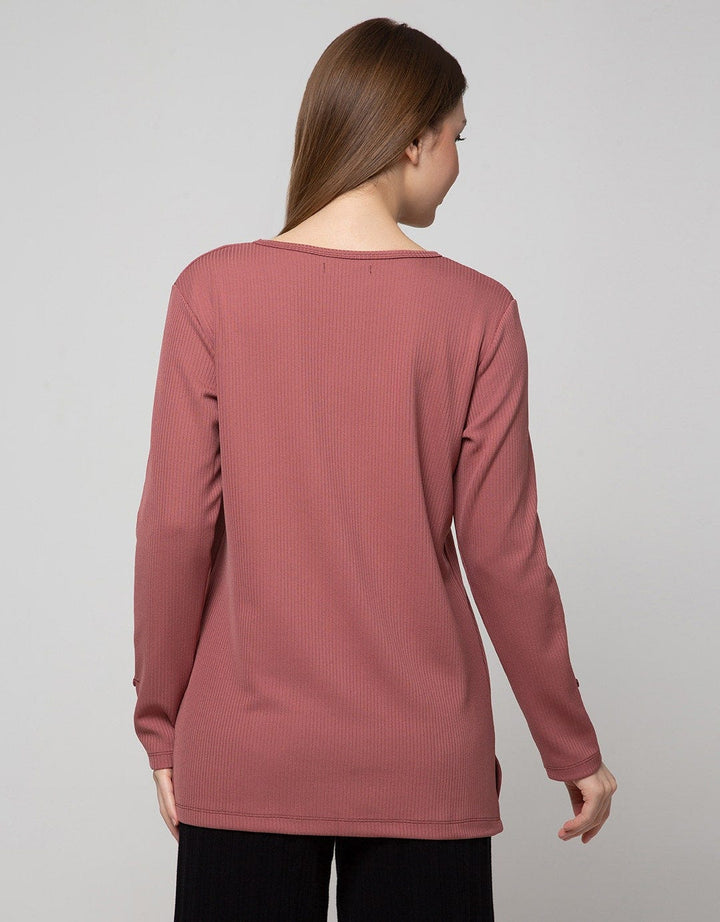 Connexion Long Sleeve T-Shirt Knit Vertical Poly