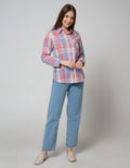 Disney Long Sleeve Shirt Plaid Marie Pocket
