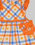 Kidz Too Short Sleeve Midi Dress Checkered Hand Geber Bear Bag