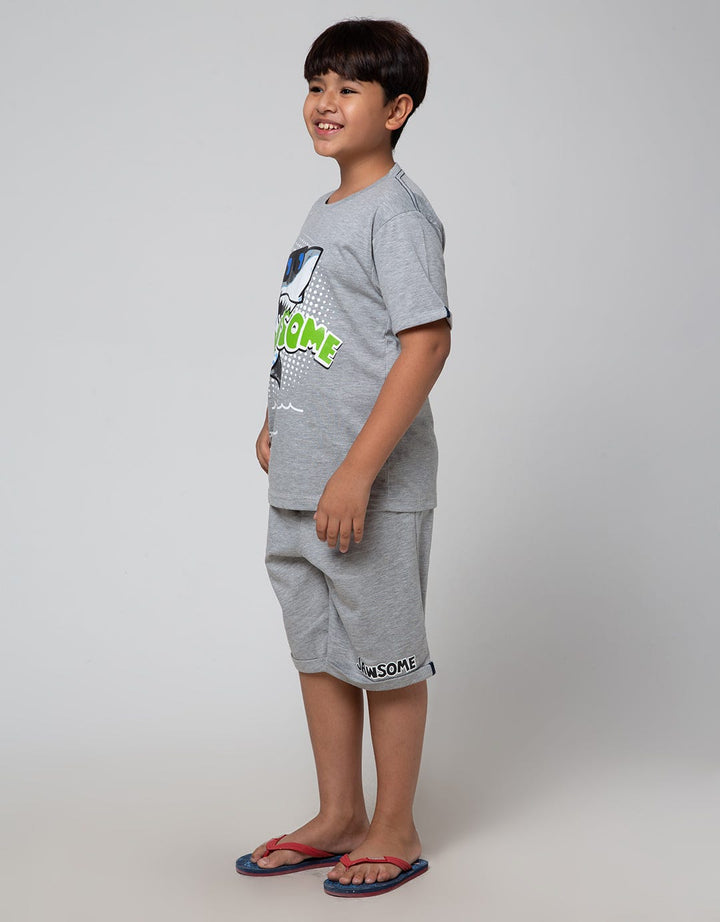 Aero Top Bottom Set Tshirt - Short Jersey Shark Jawsome Setsharkjaw:Misty Medium Grey:11-12:Print:Top - B
