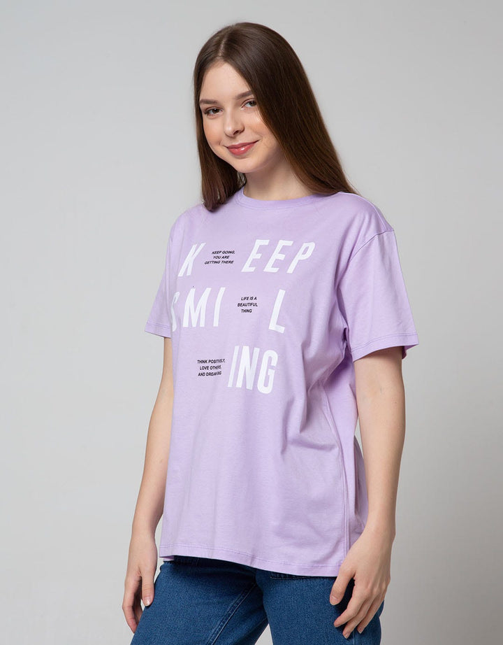 Nevada Short Sleeve Oversized Keep Smiling T-Shirt