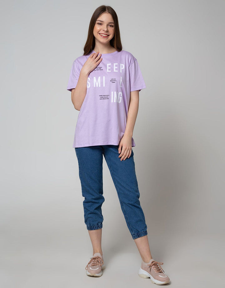 Nevada Short Sleeve Oversized Keep Smiling T-Shirt