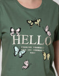 Details Short Sleeve T-Shirt Printed Multi Color Butterfly Print
