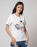 Details Short Sleeve T-Shirt Printed Girl And Scenery Wording