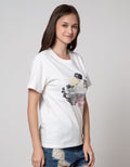 Details Short Sleeve T-Shirt Printed Girl And Scenery Wording