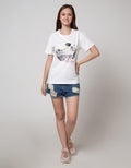 Details Short Sleeve T-Shirt Printed Girl And Scenery Wording