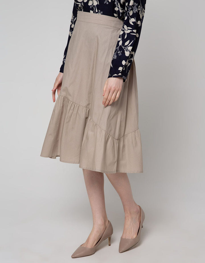 Details Midi Skirt Woven With Asymetric Cut N Sew