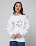 Details Sweatshirt W Front Print And Smock At Sleeves