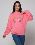 Details Sweatshirt W Front Print And Smock At Sleeves