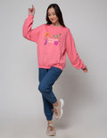 Details Sweatshirt W Front Print And Smock At Sleeves