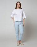 Details 3/4 Blouse Sleeves Knit With Front And Back Print