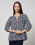 St. Yves Long Sleeve Blouse 78 Top Print Flower V Neck