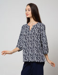 St. Yves Long Sleeve Blouse 78 Top Print Flower V Neck