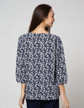 St. Yves Long Sleeve Blouse 78 Top Print Flower V Neck