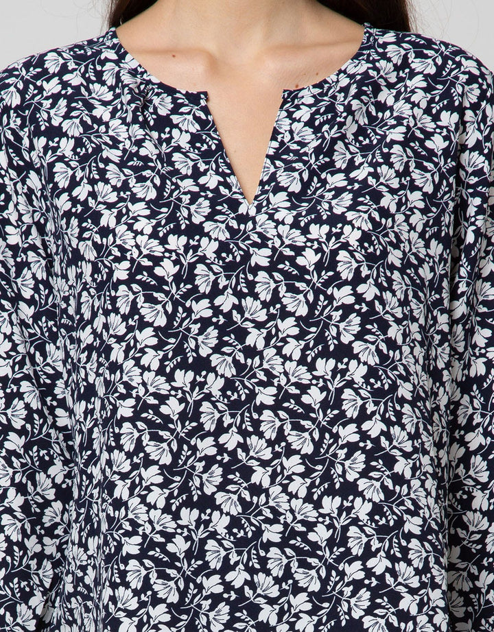St. Yves Long Sleeve Blouse 78 Top Print Flower V Neck