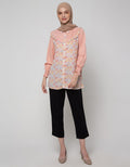 Annisa Long Sleeve Blouse Ruffle Bib Printed