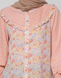 Annisa Long Sleeve Blouse Ruffle Bib Printed