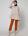 Annisa Long Sleeve Blouse Ruffle Peterpan Collar Shirt With Hidden