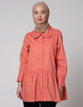 Annisa Long Sleeve Blouse Ruffle Peterpan Collar Shirt With Hidden