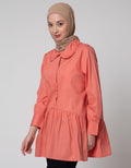 Annisa Long Sleeve Blouse Ruffle Peterpan Collar Shirt With Hidden