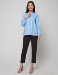 St. Yves Long Blouse Cotton Slub Print