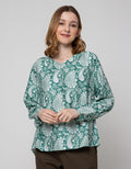 St. Yves Long Sleeve Blouse Rayon Print Pesley