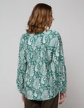 St. Yves Long Sleeve Blouse Rayon Print Pesley