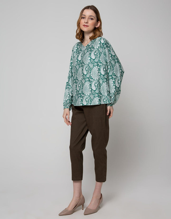 St. Yves Long Sleeve Blouse Rayon Print Pesley