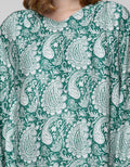 St. Yves Long Sleeve Blouse Rayon Print Pesley
