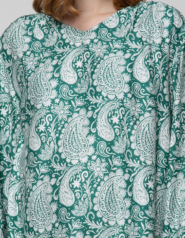 St. Yves Long Sleeve Blouse Rayon Print Pesley