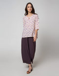 St. Yves Long Sleeve Blouse 78 Top Print Lavender