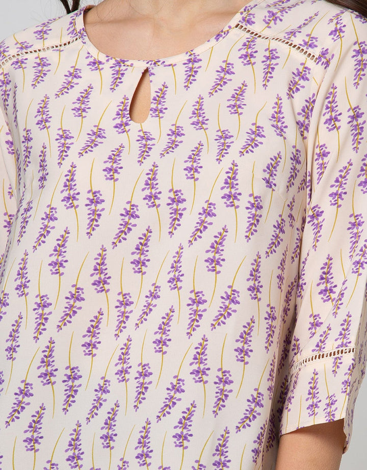 St. Yves Long Sleeve Blouse 78 Top Print Lavender