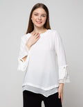 St. Yves Long Sleeve Blouse 7/8  Poly Tebal Comb Sifon Bell Sleeve