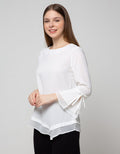 St. Yves Long Sleeve Blouse 7/8  Poly Tebal Comb Sifon Bell Sleeve