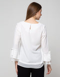St. Yves Long Sleeve Blouse 7/8  Poly Tebal Comb Sifon Bell Sleeve