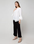 St. Yves Long Sleeve Blouse 7/8  Poly Tebal Comb Sifon Bell Sleeve