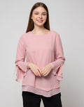 St. Yves Long Sleeve Blouse 7/8  Poly Tebal Comb Sifon Bell Sleeve