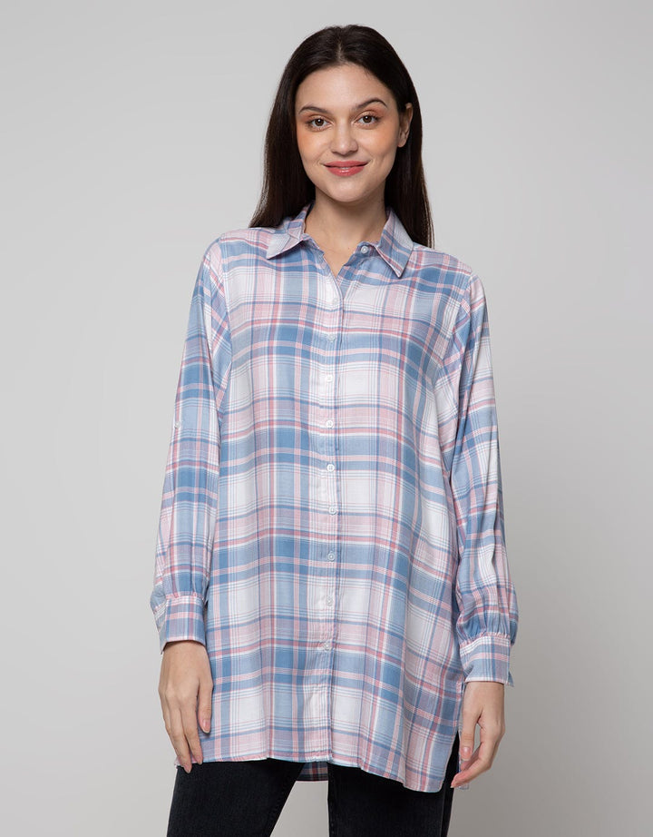 Nevada Long Sleeve Shirt New Long Top Check Rayon