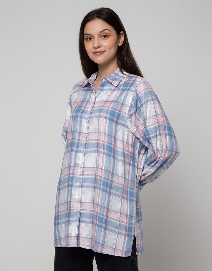 Nevada Long Sleeve Shirt New Long Top Check Rayon