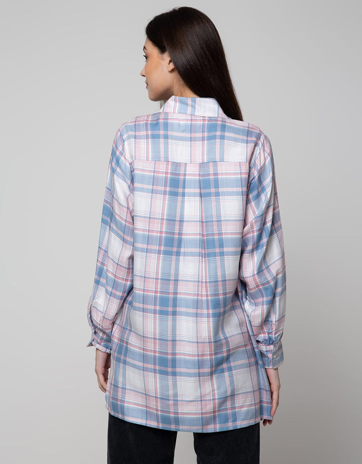 Nevada Long Sleeve Shirt New Long Top Check Rayon