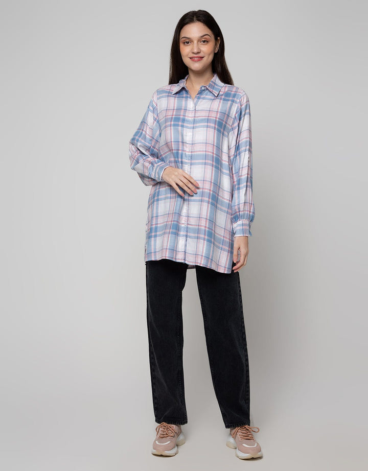 Nevada Long Sleeve Shirt New Long Top Check Rayon