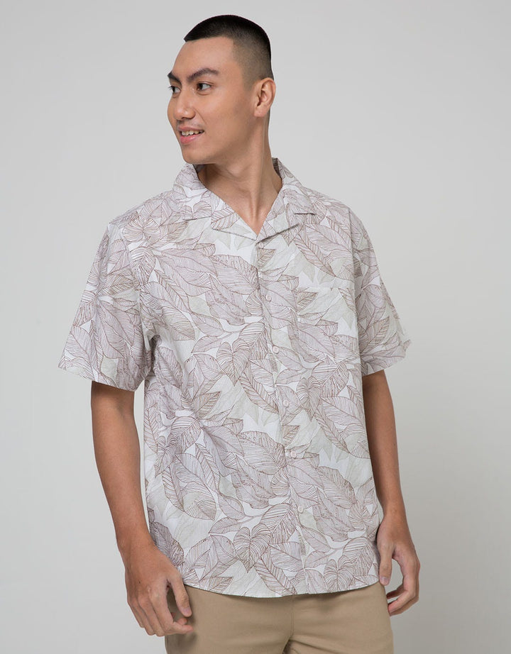 Cole Short Sleeve Shirt Print Camp Collar Nature