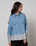 Nevada Long Sleeve Shirt Denim Combinasi